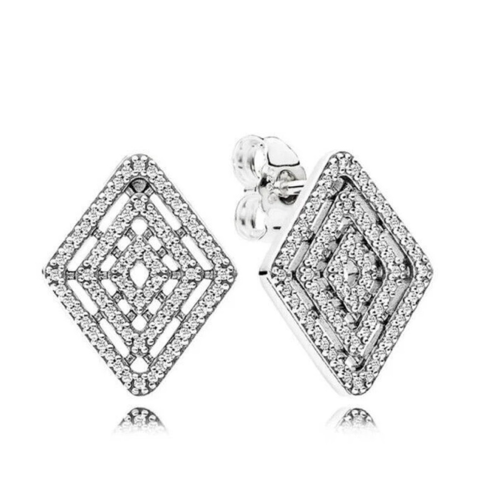 Pandora Geometric lines earrings Clear